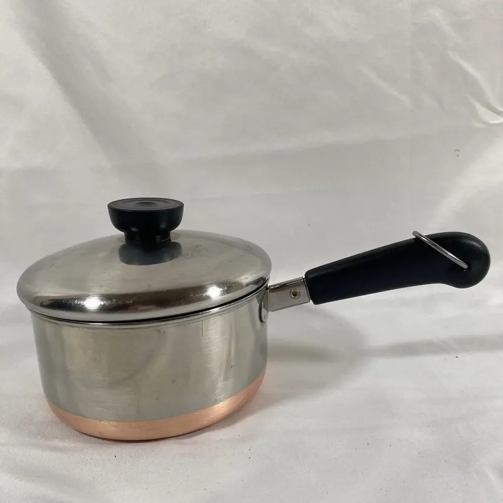 Revere Ware 1 Qt Quart Copper Bottom Sauce Pan, Lid Clinton 96 g Stainless Steel